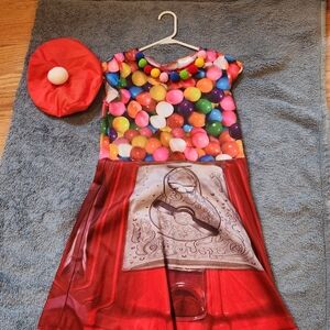Bubble gum machine costume. Dress with hat. Size large (kids). Good condition.